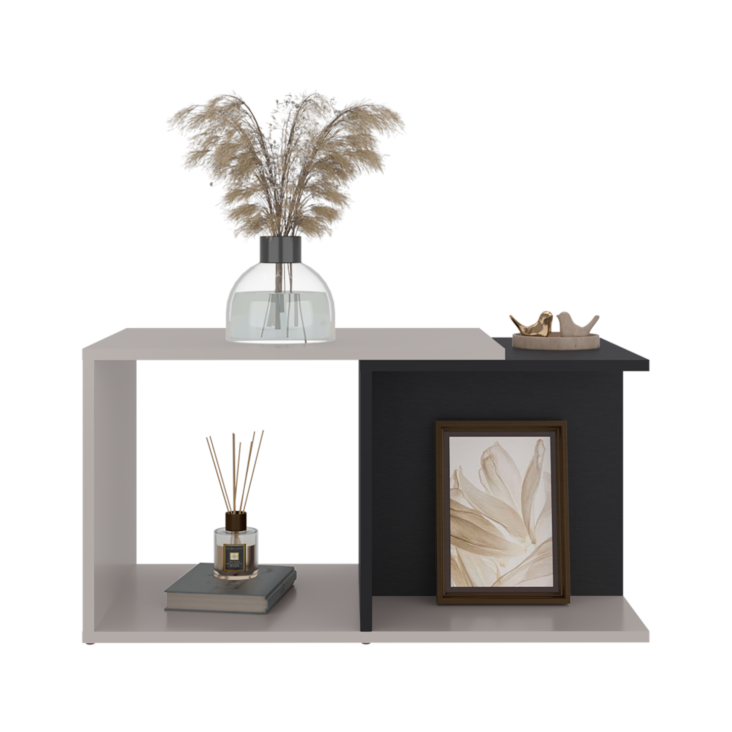 Mesa de Centro Cuera, Capri y Wengue, cuanta con espacio para ubicar objetos decorativos