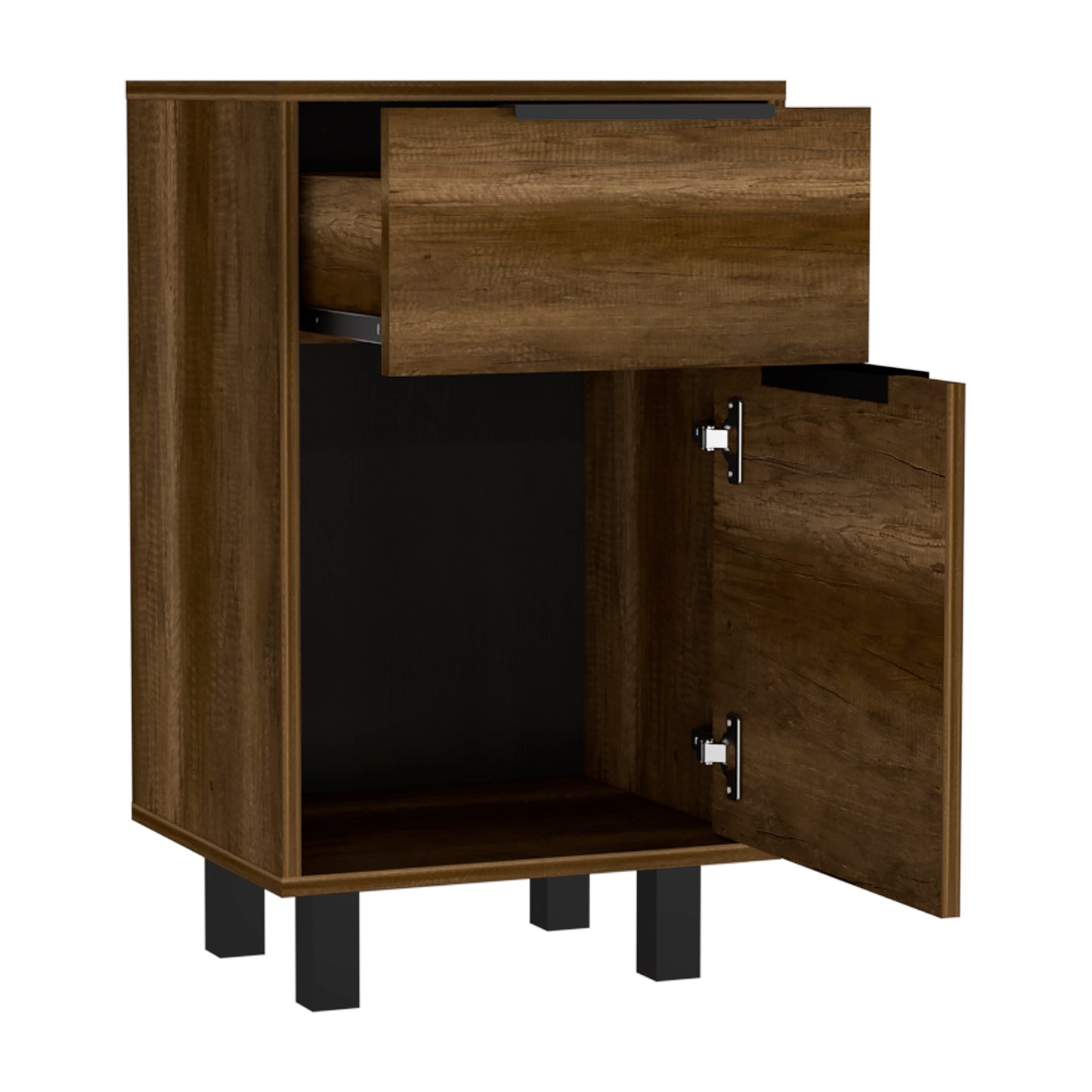 Velador Con Un Cajon Y Una Una Puerta , FM Furniture, Café Oscuro