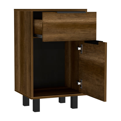 Velador Con Un Cajon Y Una Una Puerta , FM Furniture, Café Oscuro