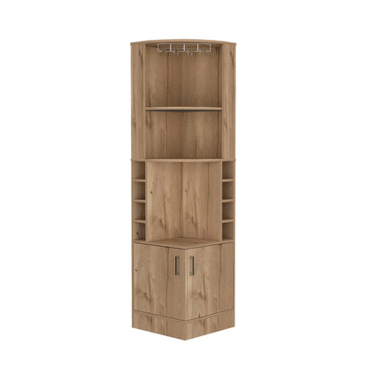 Bar Esquinero Soporte Para Copas Fm 001A Cafe Claro Y Blanco