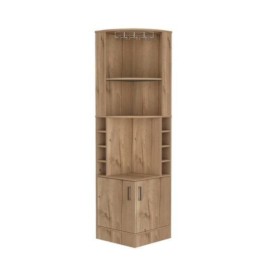 Bar Esquinero Soporte Para Copas Fm 001A Cafe Claro Y Blanco