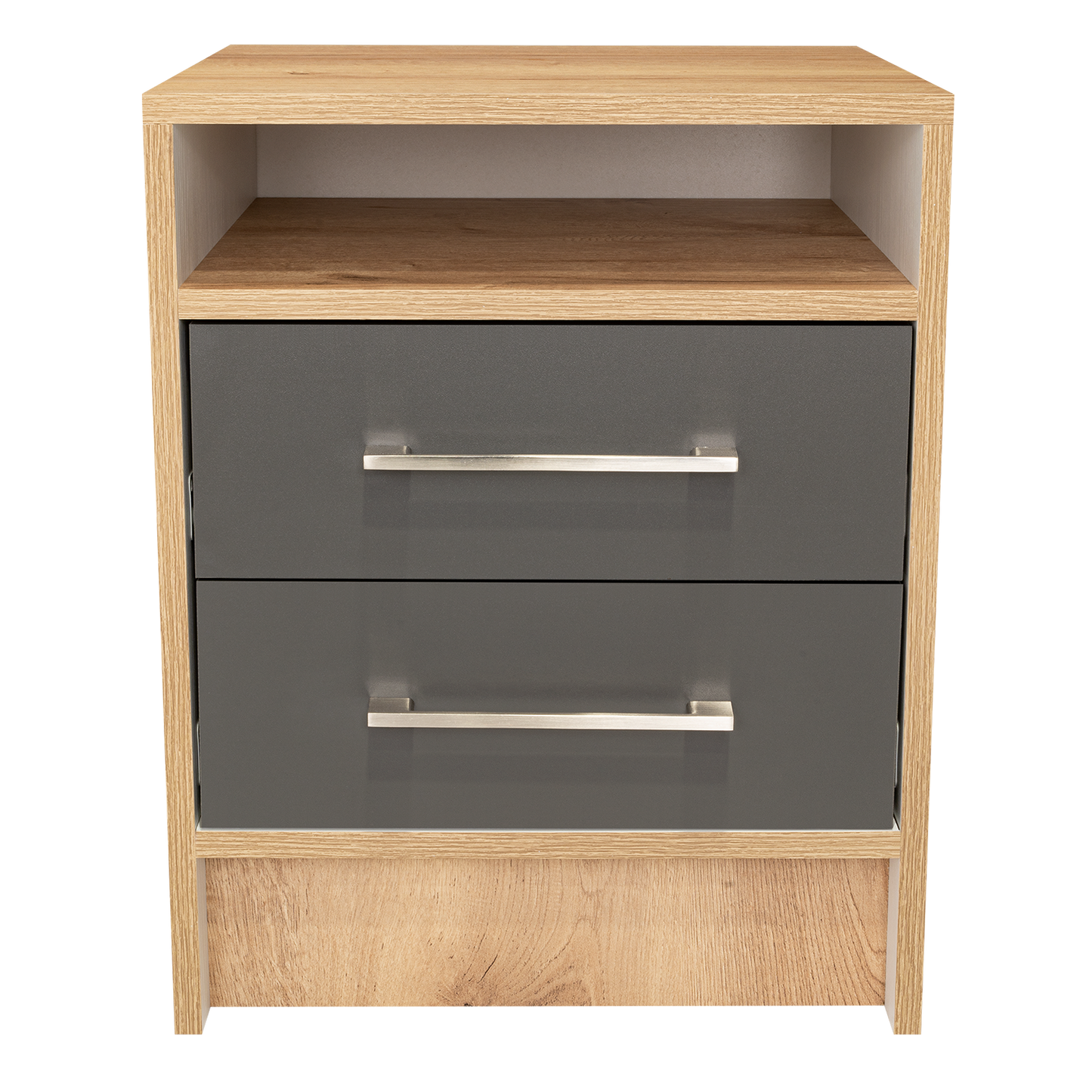 Velador Eter, Duna Y Plomo, con Un Entrepaño Superior y Dos Cajones Organizadores