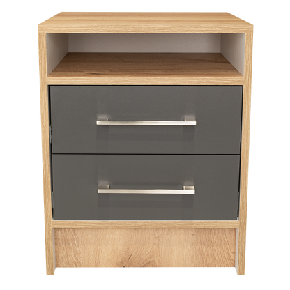 Velador Eter, Duna Y Plomo, con Un Entrepaño Superior y Dos Cajones Organizadores