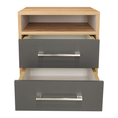 Velador Eter, Duna Y Plomo, con Un Entrepaño Superior y Dos Cajones Organizadores