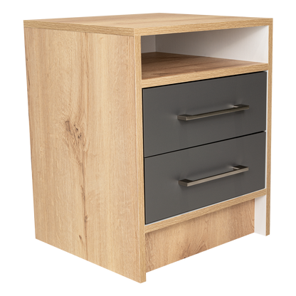 Velador Eter, Duna Y Plomo, con Un Entrepaño Superior y Dos Cajones Organizadores