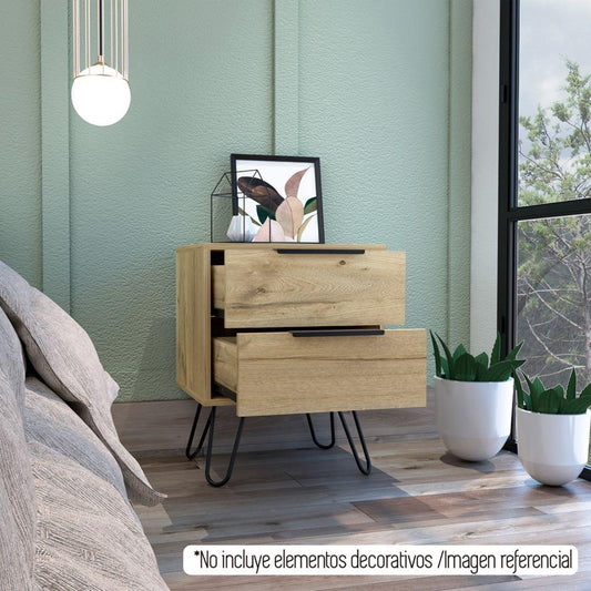 Velador Dos Cajones, FM Furniture 004C, Cafe Claro (vista 2)