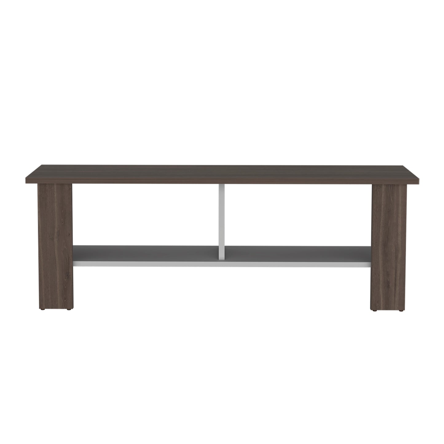 Rack Tv 50" Con Dos Repisas Fm 031O Café Oscuro Y Blanco