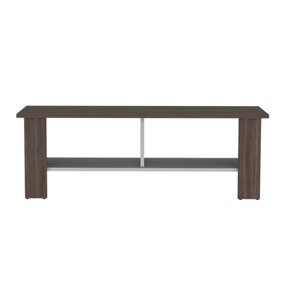 Rack Tv 50" Con Dos Repisas Fm 031O Café Oscuro Y Blanco