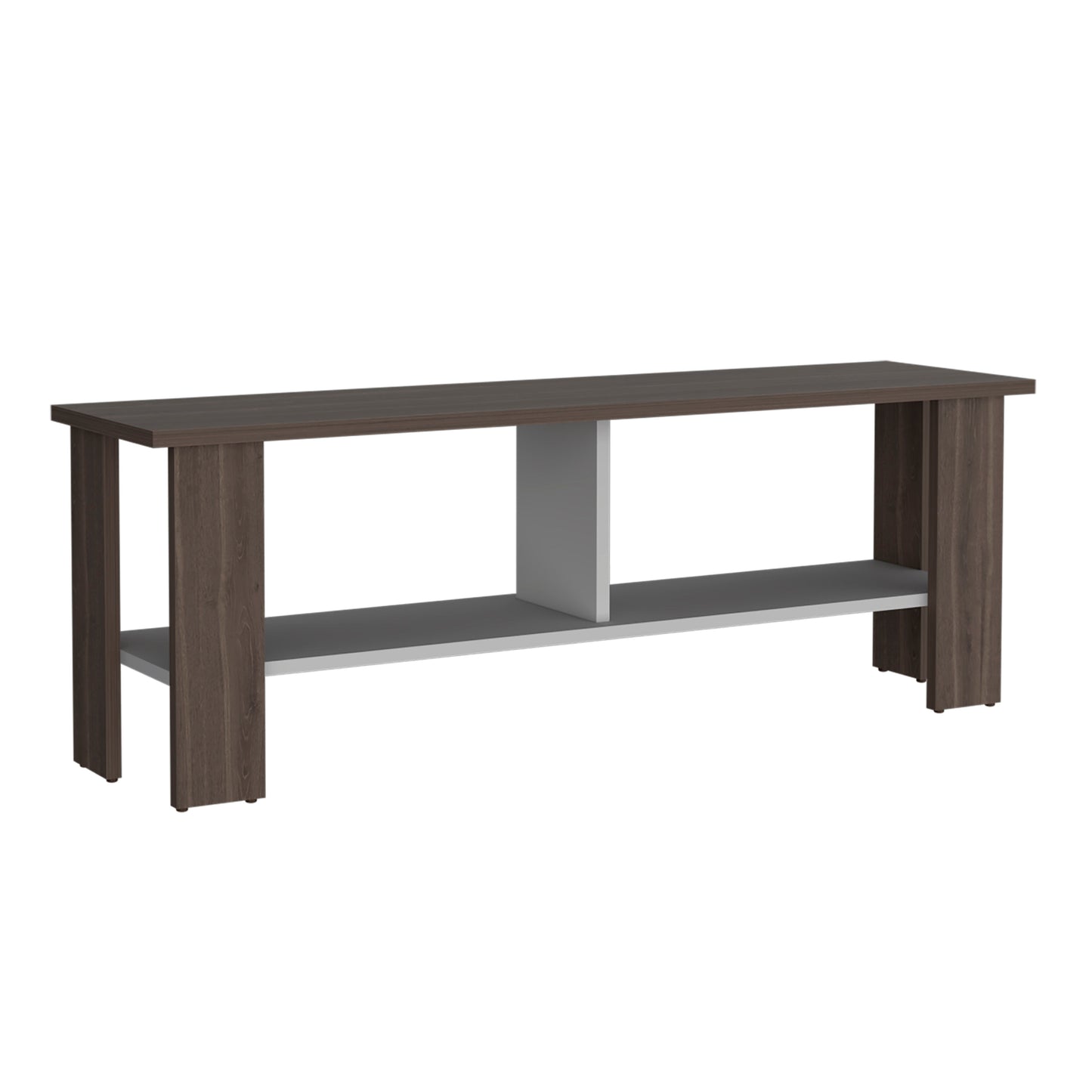 Rack Tv 50" Con Dos Repisas Fm 031O Café Oscuro Y Blanco