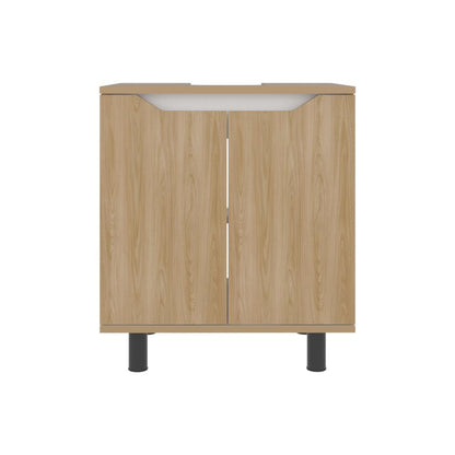 Mueble Para Lavamanos Marlo Dos Puertas, Fresno Y Blanco