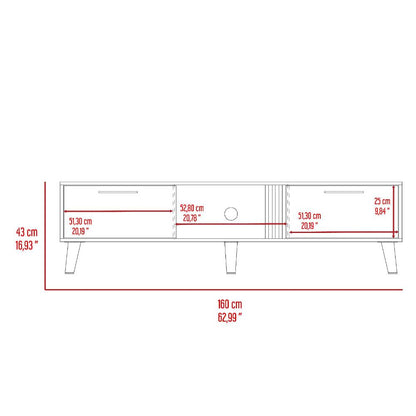 Rack Tv 65" Dos Puertas, Cafe Claro Y Beige
