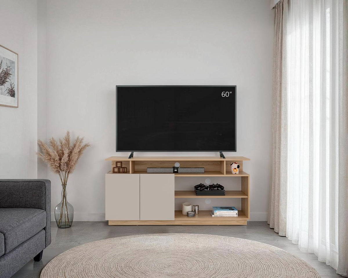 Rack Para Tv Hope , Fresno Europeo y Capri, con espacio para TV de 65"