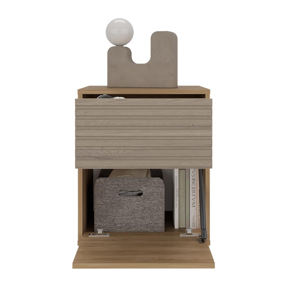 Velador Wandda, Fresno Europeo y Roble Natural, con un cajón para guardar objetos (vista 4)