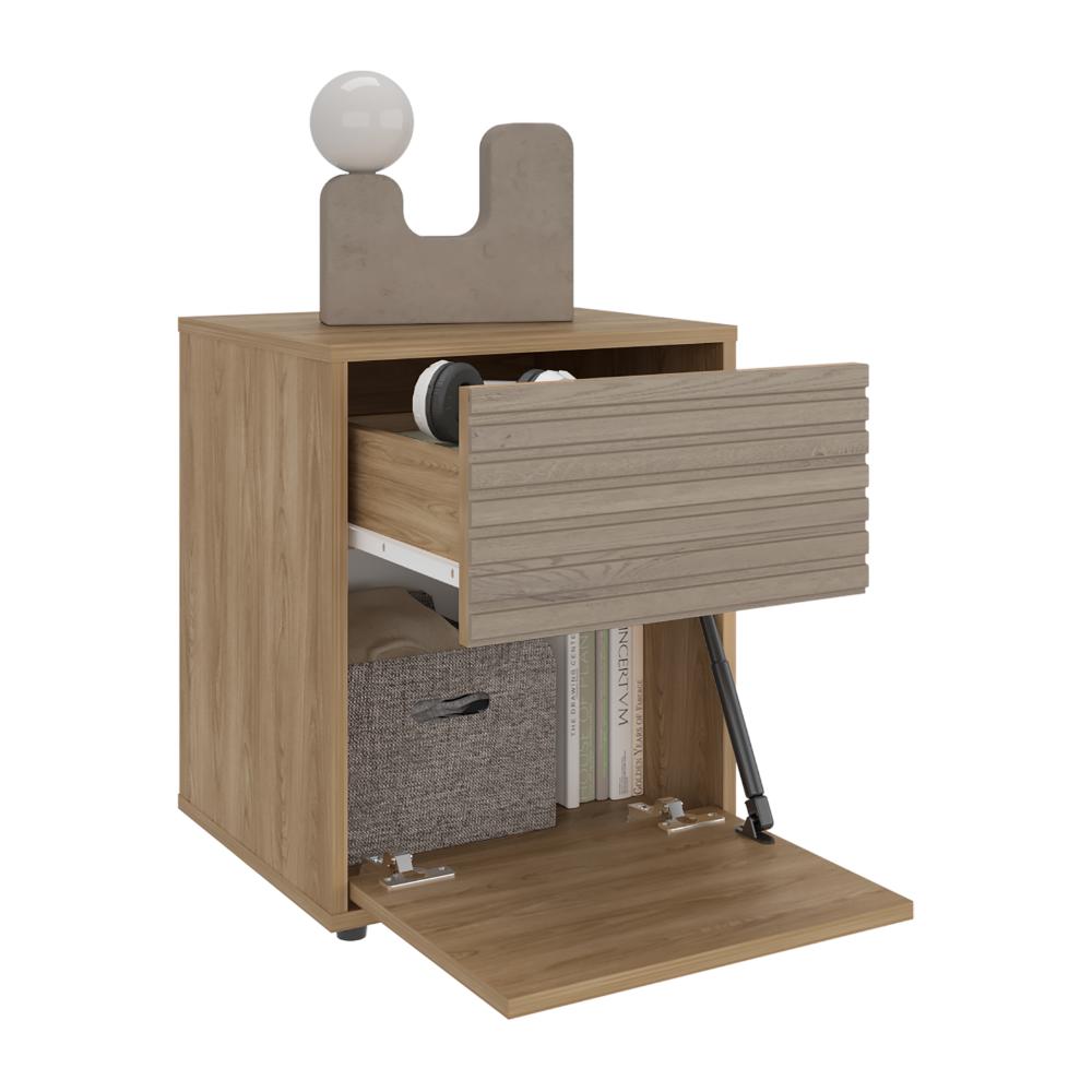 Velador Wandda, Fresno Europeo y Roble Natural, con un cajón para guardar objetos (vista 5)