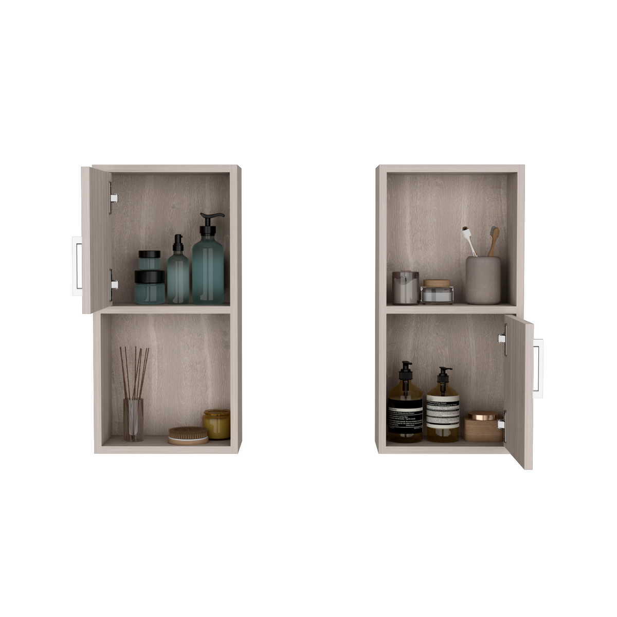 Mueble Auxiliar Bath X2, Bardolino, con puerta batiente y variedad de entrepaños para colocar objetos de aseo (vista 2)
