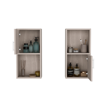 Mueble Auxiliar Bath X2, Bardolino, con puerta batiente y variedad de entrepaños para colocar objetos de aseo (vista 2)