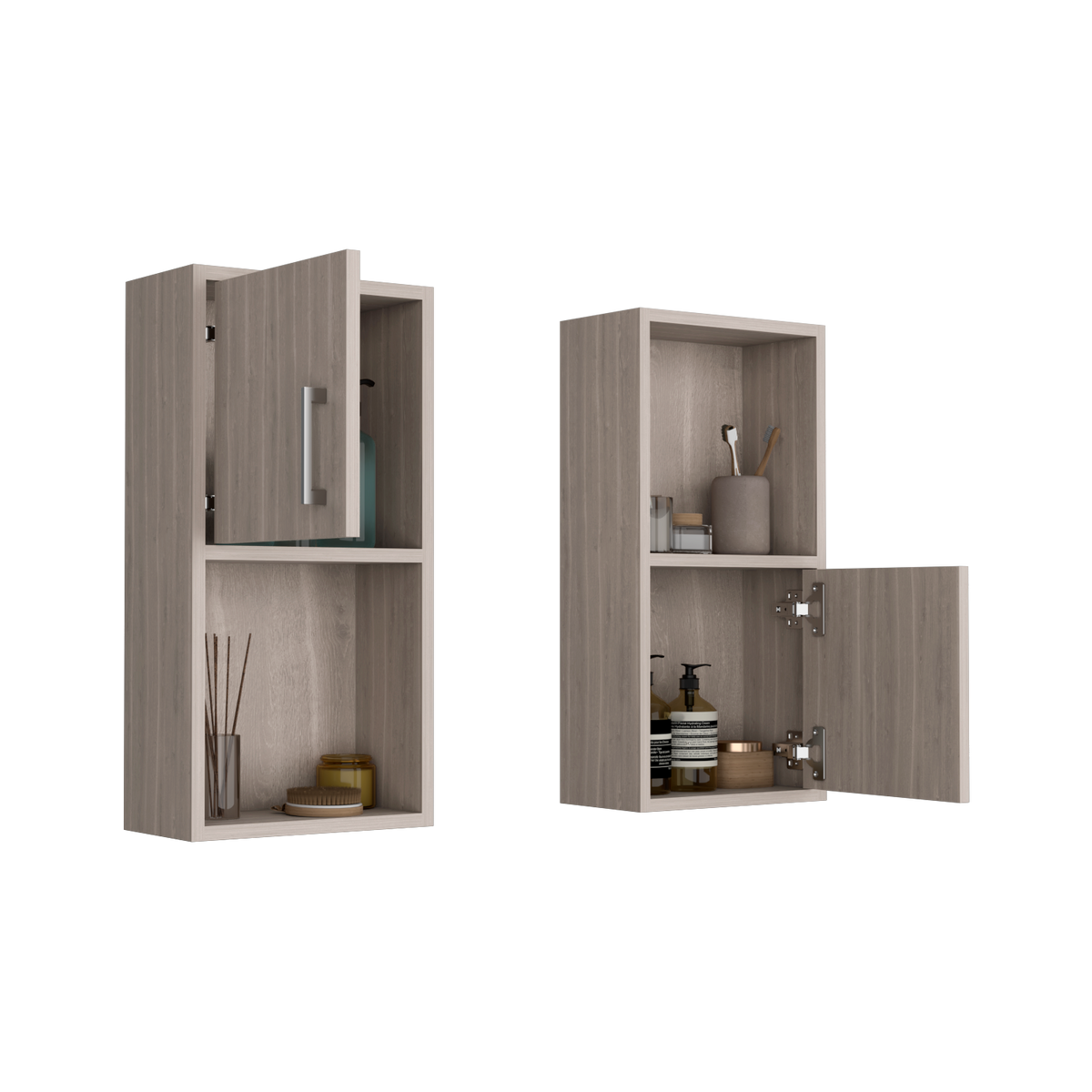 Mueble Auxiliar Bath X2, Bardolino, con puerta batiente y variedad de entrepaños para colocar objetos de aseo (vista 4)