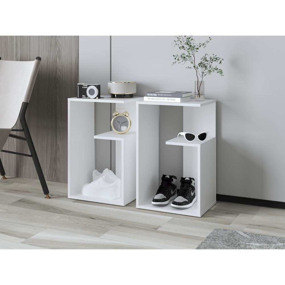 Mesa Aux Esquinera Riga Tres Niveles, Blanco