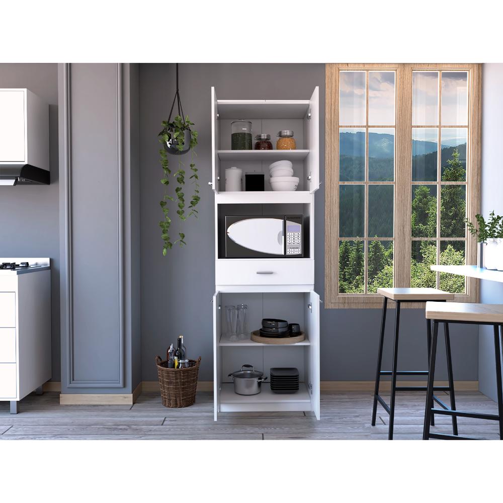 Mueble Microondas Fm Cuatro Puertas, Blanco