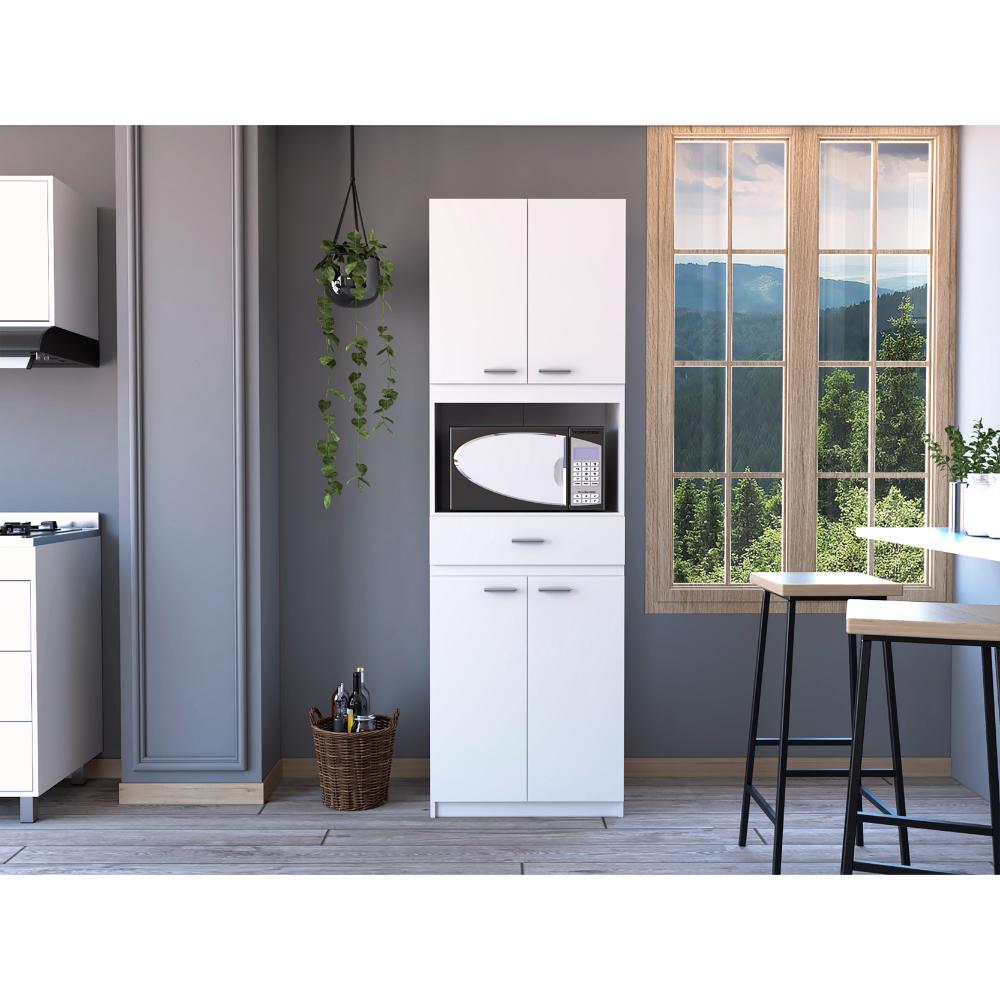 Mueble Microondas Fm Cuatro Puertas, Blanco