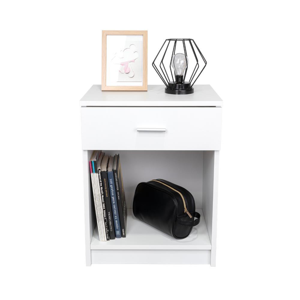 Velador Eco, Blanco , con Un Cajón Multiuso