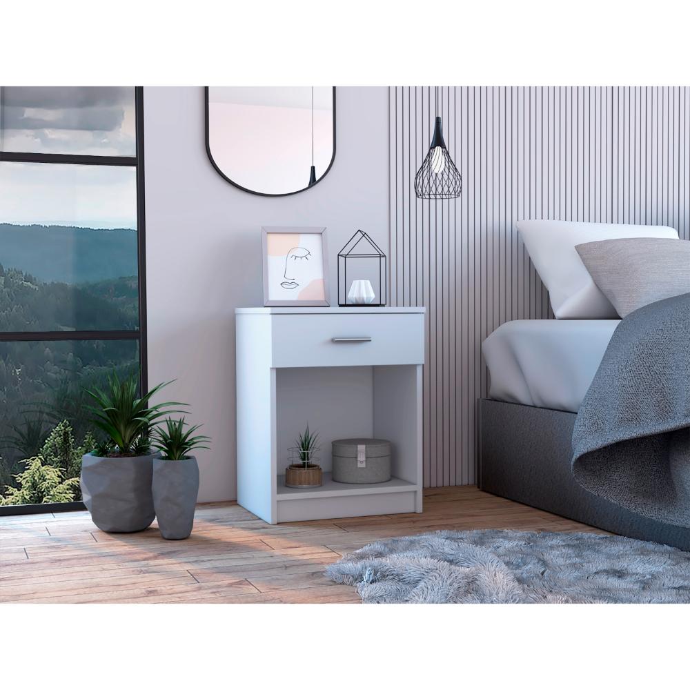 Velador Eco, Blanco , con Un Cajón Multiuso