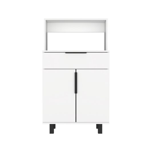 Mueble Microondas Bajo Oshawa, Blanco, con espacio para colocar horno microondas