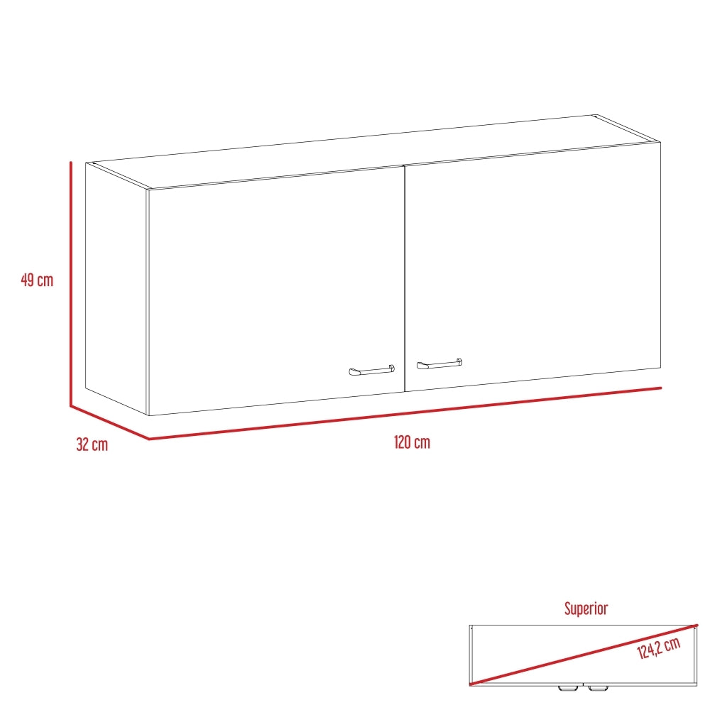 Mueble Superior Cocina Napoles 120 Cm, Blanco, con Gran Capacidad de Almacenamiento