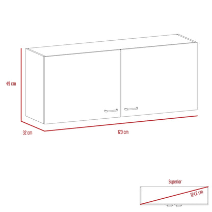 Mueble Superior Cocina Napoles 120 Cm, Blanco, con Gran Capacidad de Almacenamiento