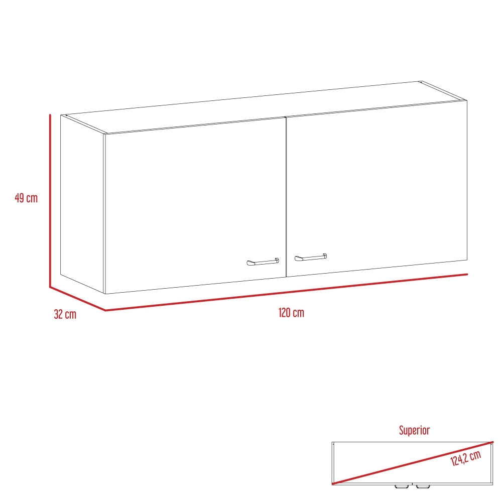 Mueble Superior Cocina Napoles 120 Cm, Blanco, con Gran Capacidad de Almacenamiento (vista 8)
