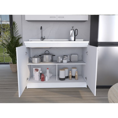 Mueble Inferior Cocina Napoles 120 Cm, Blanco, con Gran Capacidad de Almacenamiento