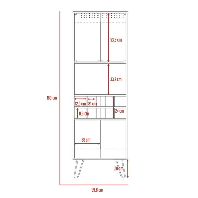 Bar Alto Vassel, Habano y Blanco, con amplio espacio para botellas y patas de acero