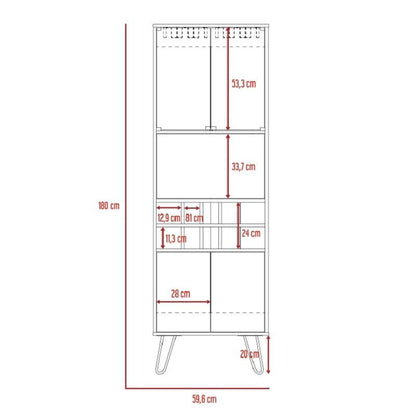 Bar Alto Vassel, Habano y Blanco, con amplio espacio para botellas y patas de acero