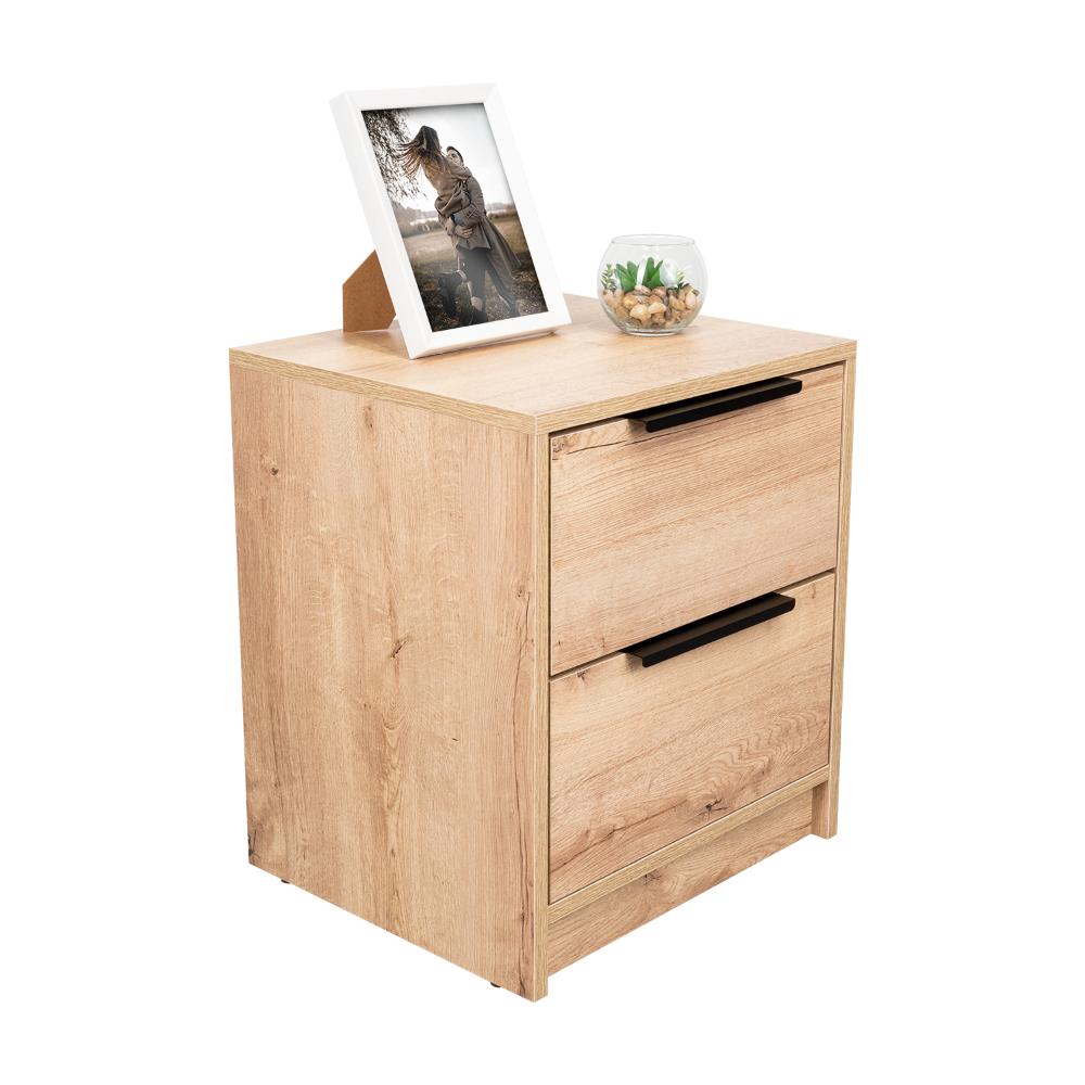 Velador Wesley, Café Claro y Blanco, con Dos Cajones