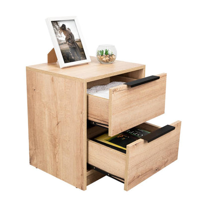 Velador Wesley, Café Claro y Blanco, con Dos Cajones