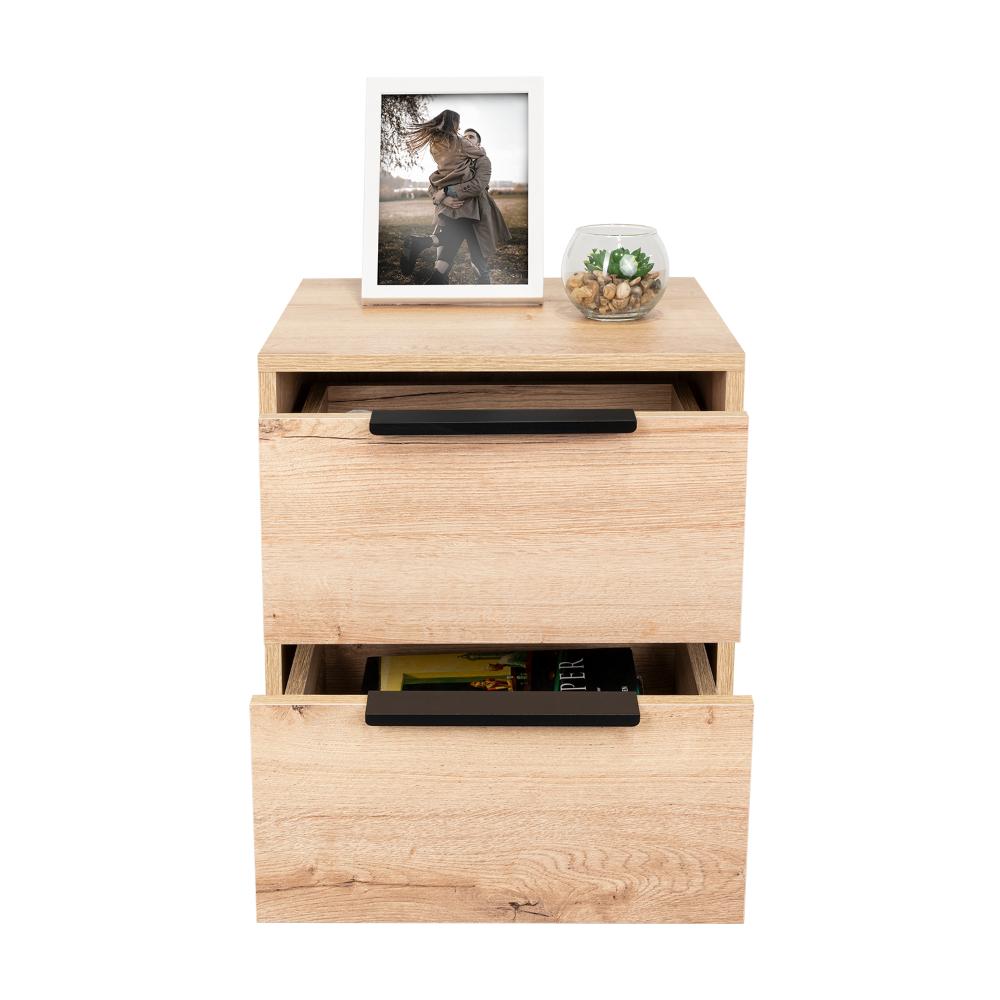 Velador Wesley, Café Claro y Blanco, con Dos Cajones