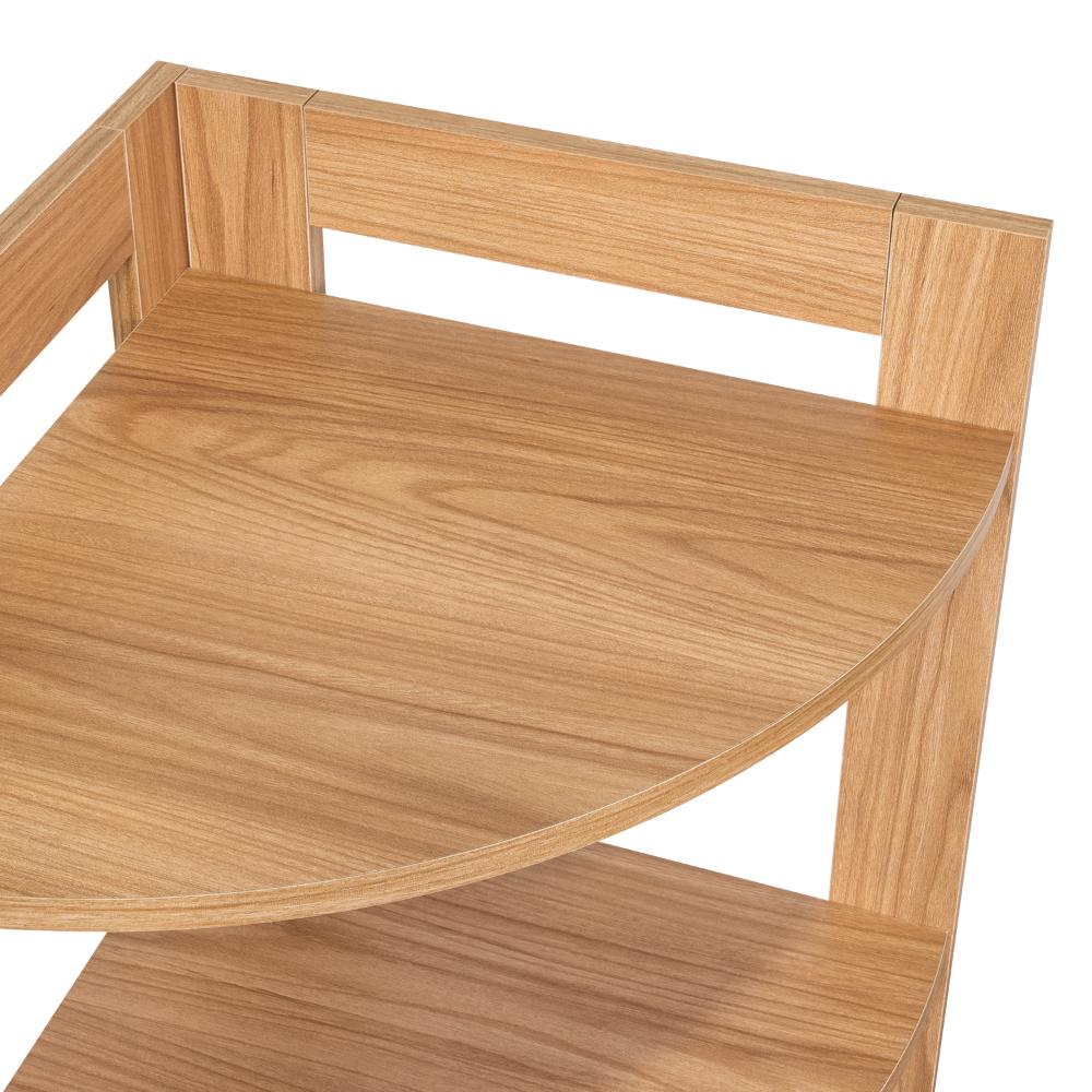 Mesa Auxiliar Esquinera Athos, Fresno Europeo, con tres entrepaños para decorar (vista 6)