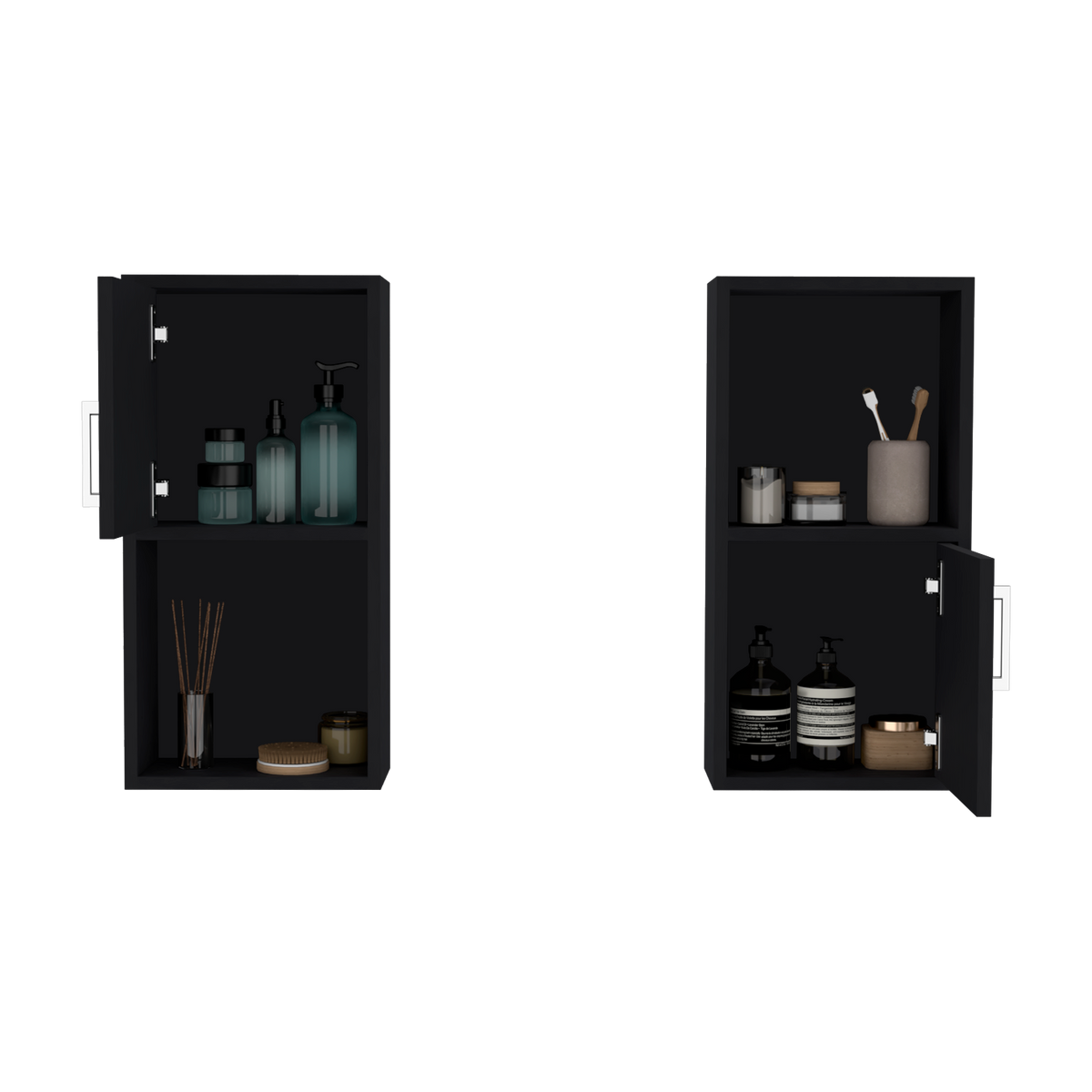 Mueble Auxiliar Bath X2, Wengue, con puerta batiente y variedad de entrepaños para colocar objetos de aseo (vista 2)