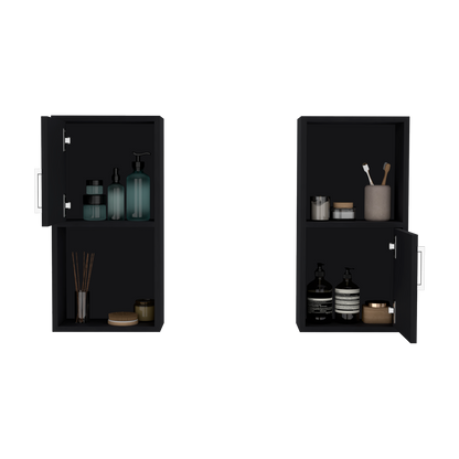 Mueble Auxiliar Bath X2, Wengue, con puerta batiente y variedad de entrepaños para colocar objetos de aseo (vista 2)