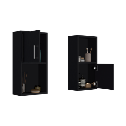 Mueble Auxiliar Bath X2, Wengue, con puerta batiente y variedad de entrepaños para colocar objetos de aseo (vista 4)