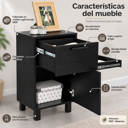 Velador Secret Z-81 Wengue vista lateral - Tu Home Market Chile