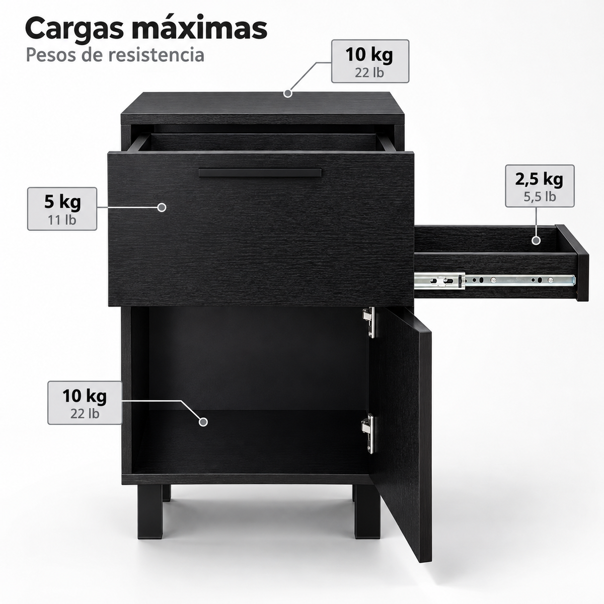 Velador Secret Z-81 Wengue vista frontal - Tu Home Market Chile