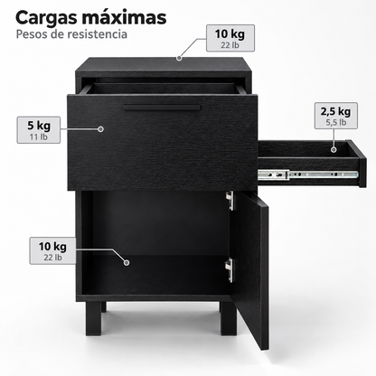 Velador Secret Z-81 Wengue vista frontal - Tu Home Market Chile