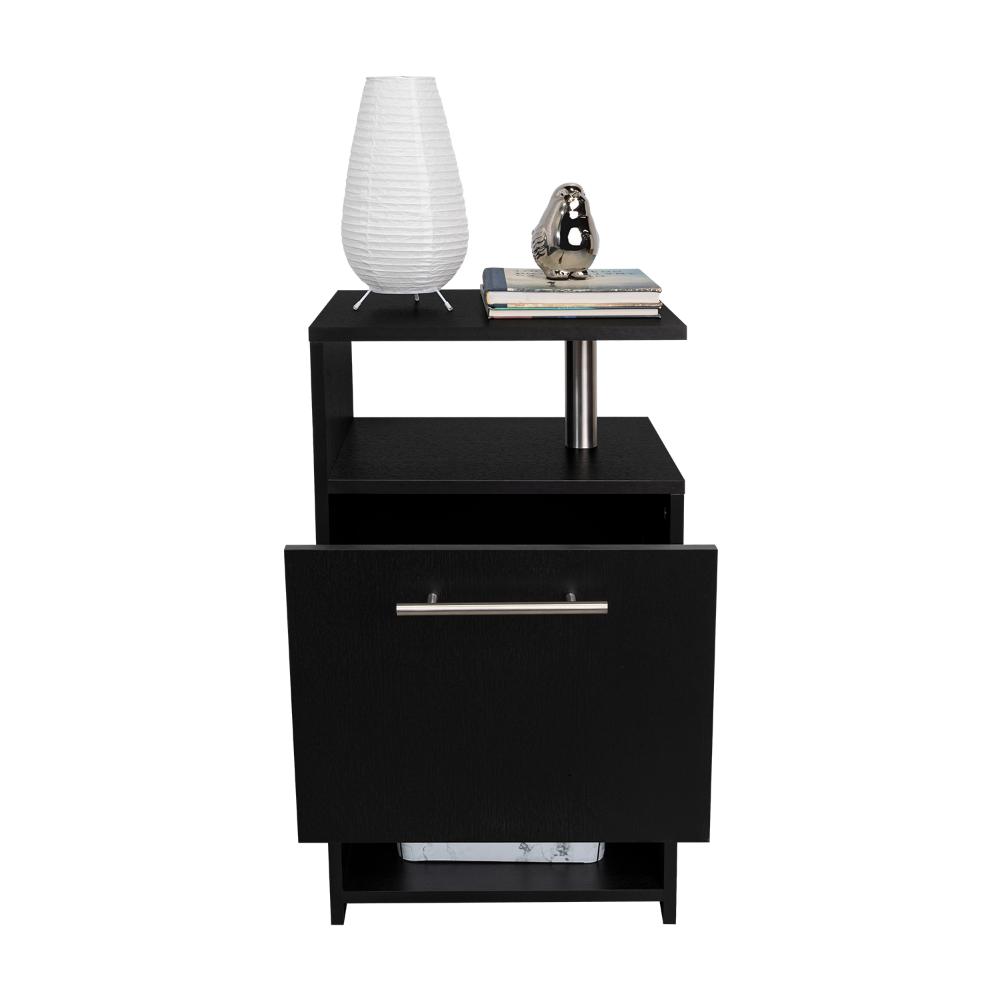 Mesa de Noche Alta Jena, Wengue, con cajon para guardar objetos