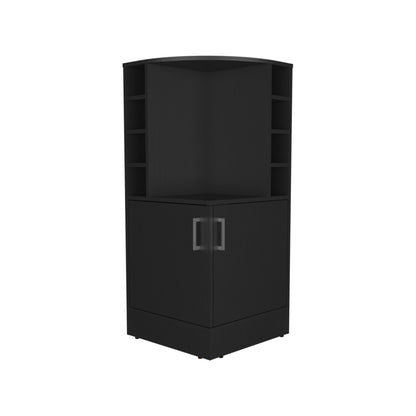 Bar Esquinero Con Dos Puertas Y Porta Botellas , FM Furniture Negro