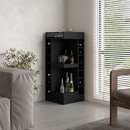 Bar Bajo Esquinero Lyman, Wengue, Con Espacio Para Organizar Botellas De Vino (vista 2)