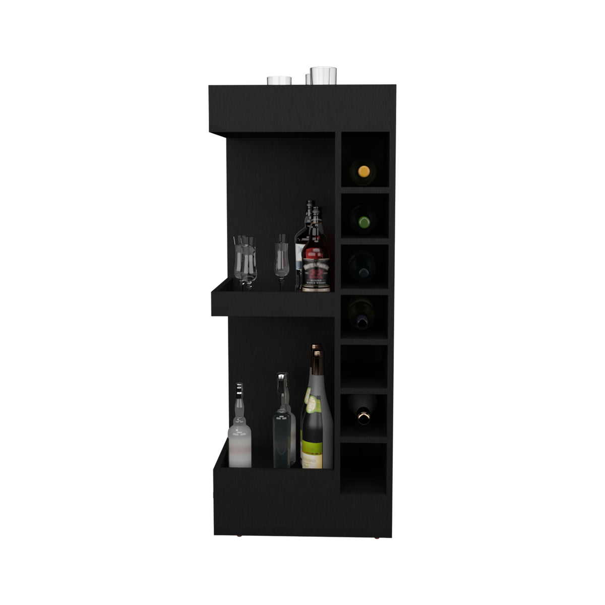 Bar Bajo Esquinero Lyman, Wengue, Con Espacio Para Organizar Botellas De Vino (vista 4)