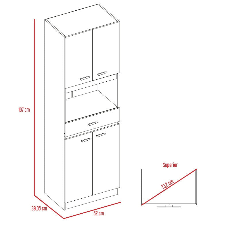Mueble Microondas Bau Color Blanco y Wengue Para Cocina