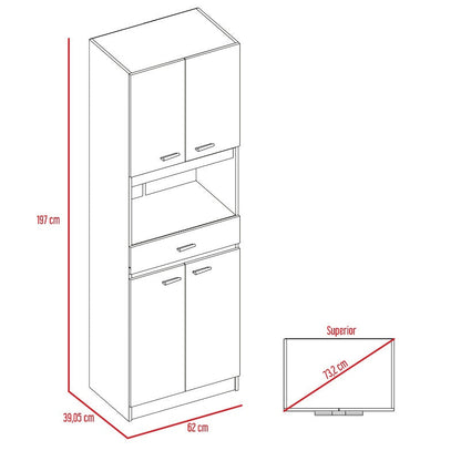 Mueble Microondas Bau Color Blanco y Wengue Para Cocina