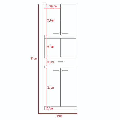 Mueble Microondas Bau Color Blanco y Wengue Para Cocina